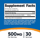 NMN (Nicotinamide Mononucleotide) 500Mg, 60 Capsules - Vegetarian Friendly, 30 Servings, Gluten Free, GMO Free