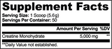 Supplement Facts panel for SPAN Creatine Monohydrate