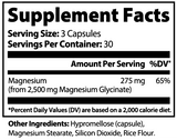 Supplement Facts panel for SPAN Magnesium Glycinate